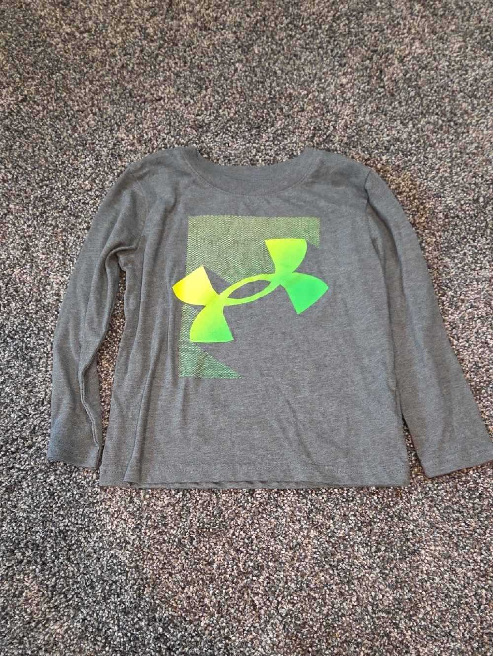 Under Armour Gray Long Sleeve Tee with Neon Green Logo